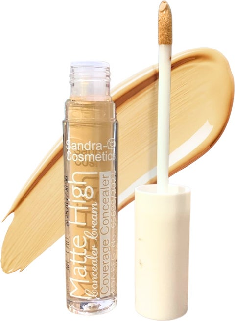 Sandra Cosmetics High Coverage Matte Concealer Cream – Hides Dark Circles, Age Spots, Blemishes, and Skin Imperfections – Full Coverage Concealer for Sensitive, Oily, and Smooth Skin – Instant Natural Matte Finish Perfect for Daily Makeup and Special Occasions