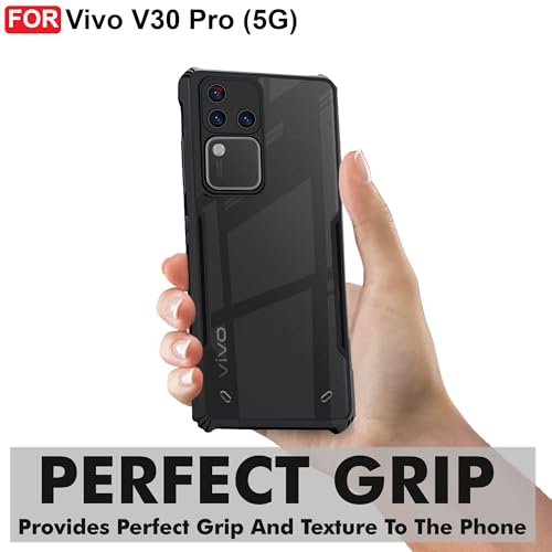 CEDO Backcover for Vivo V30 Pro (5G) | Camera Protection Shockproof Bumper-Edge | Acrylic Crystal Clear 360 Degree Protection TPU+PC | Transparent Eagle Back Case Cover (Black) - Image 2