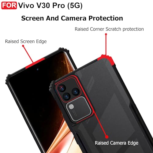 CEDO Backcover for Vivo V30 Pro (5G) | Camera Protection Shockproof Bumper-Edge | Acrylic Crystal Clear 360 Degree Protection TPU+PC | Transparent Eagle Back Case Cover (Black) - Image 4