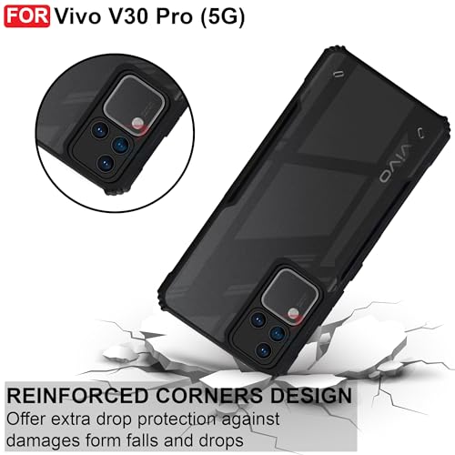 CEDO Backcover for Vivo V30 Pro (5G) | Camera Protection Shockproof Bumper-Edge | Acrylic Crystal Clear 360 Degree Protection TPU+PC | Transparent Eagle Back Case Cover (Black) - Image 3