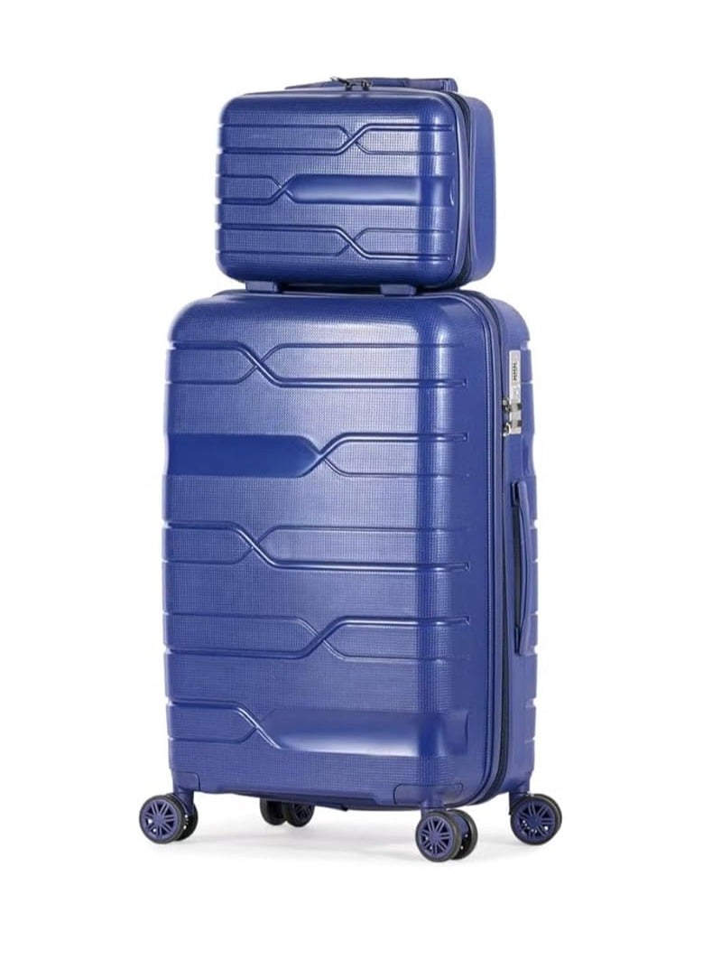 2-Piece Cabin Luggage Trolley Set – Durable Metal Frame with Original Poly Materials & TSA Lock – 8 Spinner Wheels – Blue - Image 1