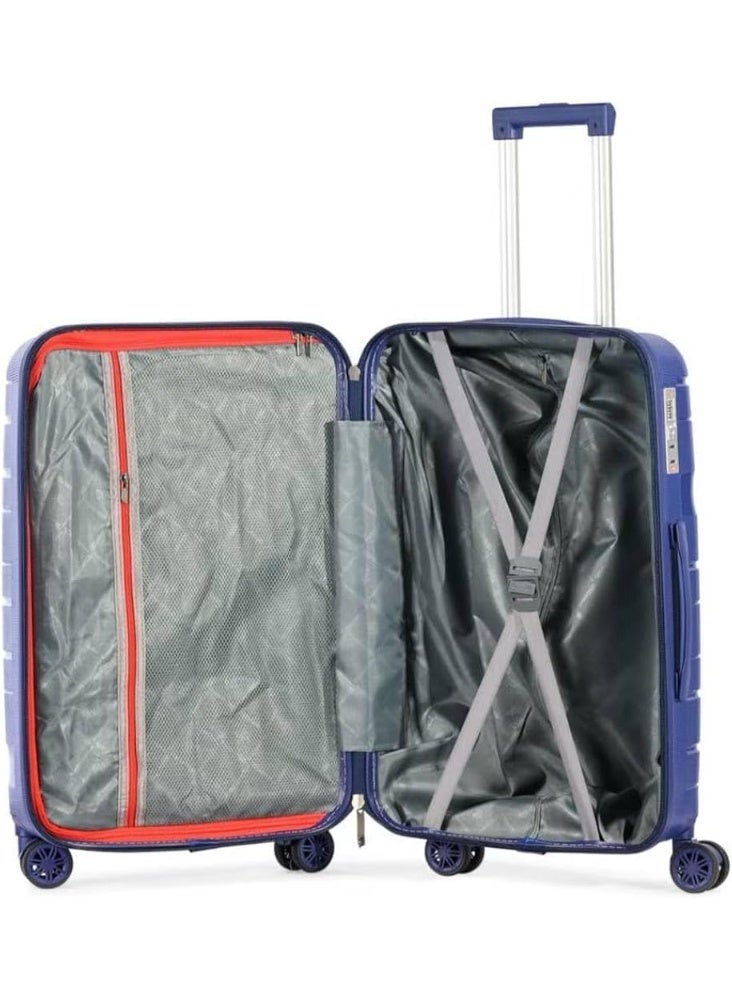 2-Piece Cabin Luggage Trolley Set – Durable Metal Frame with Original Poly Materials & TSA Lock – 8 Spinner Wheels – Blue - Image 3