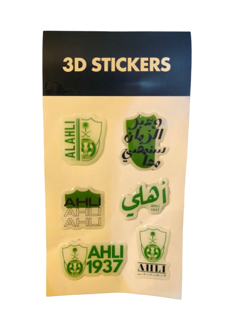 Generic 6 Pieces of 3D Stickers of Ahli Club Footbal Team Supporters for Mobile Phone or Other Smooth Surfaces  - Image 1