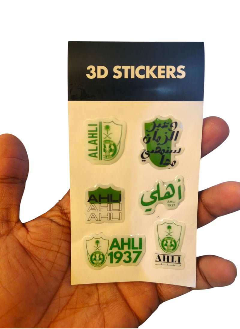 Generic 6 Pieces of 3D Stickers of Ahli Club Footbal Team Supporters for Mobile Phone or Other Smooth Surfaces  - Image 2