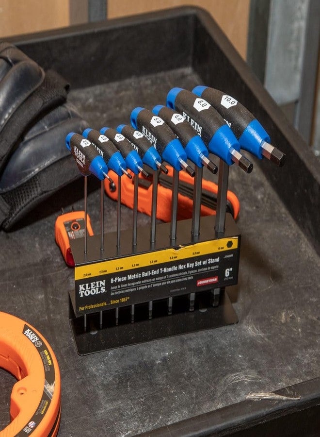 كلاين تولز مجموعة مفاتيح سداسية من Klein Tools JTH68MB، مقبض على شكل حرف T بطرف كروي متري، مفتاح سداسي ألين مع شفرات 6 بوصات، حامل متضمن، 8 قطع - Image 5