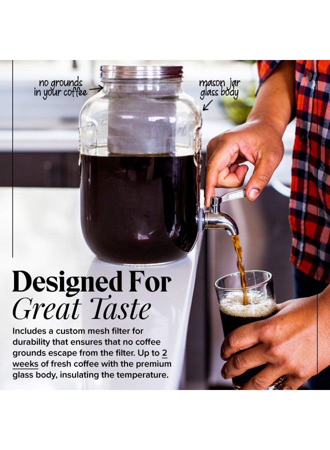 Willow & Everett Cold Brew Coffee Maker - 1 Gallon Iced Tea & Coffee Cold Brew Maker - Glass Pitcher w/Stainless Steel Spout and Removable Filter - Image 3