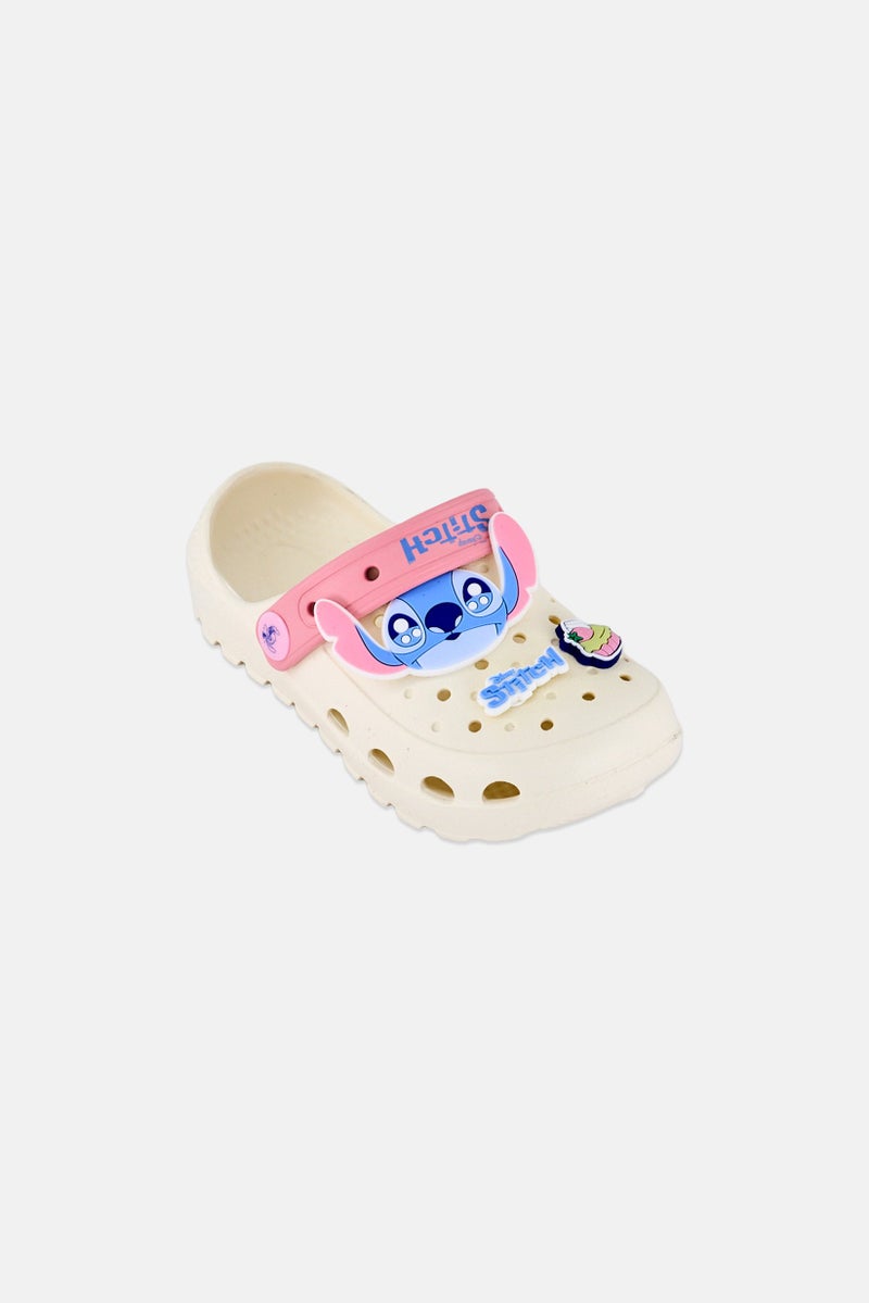 Disney Toddlers Girl Stitch Slip on Clogs, White - Image 1