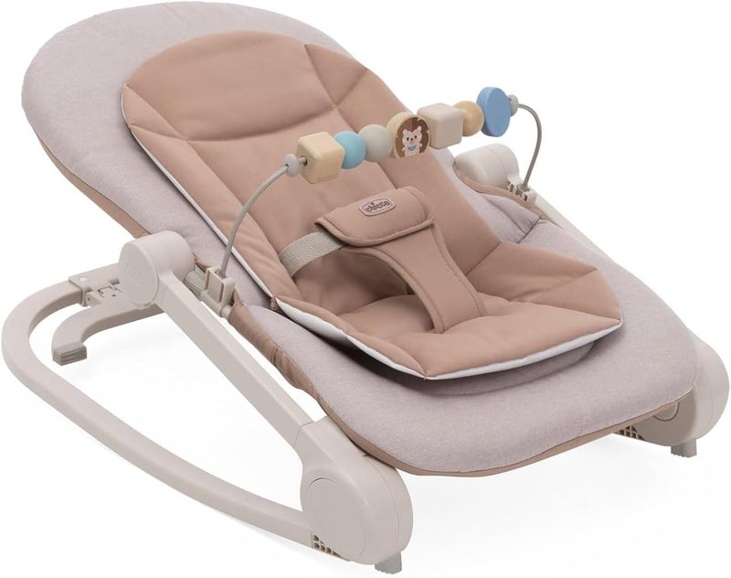 Chicco Magic Bouncer 2-in-1: Baby Bouncer and First Sitting up to 18 kg, Play Bar with Wooden Elements, Mini Reducer Included, Rocking or Fixed Mode and Reclining Backrest - Image 1