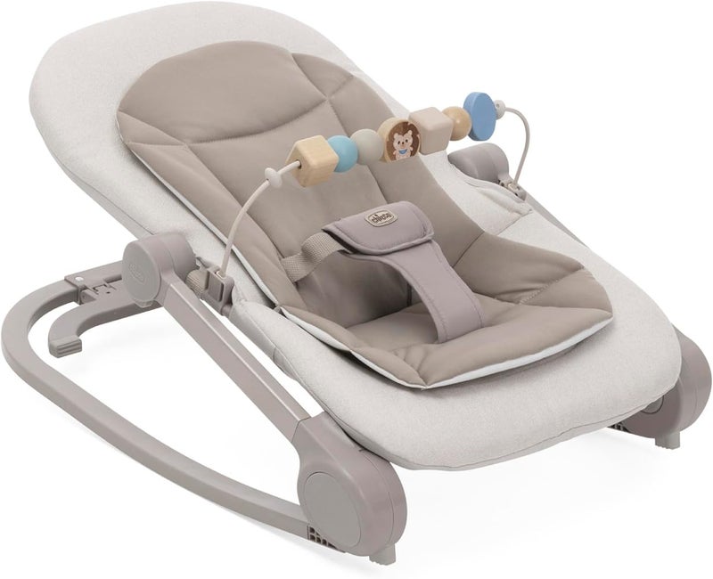 Chicco Magic Bouncer 2-in-1: Baby Bouncer and First Sitting up to 18 kg, Play Bar with Wooden Elements, Mini Reducer Included, Rocking or Fixed Mode and Reclining Backrest - Image 3