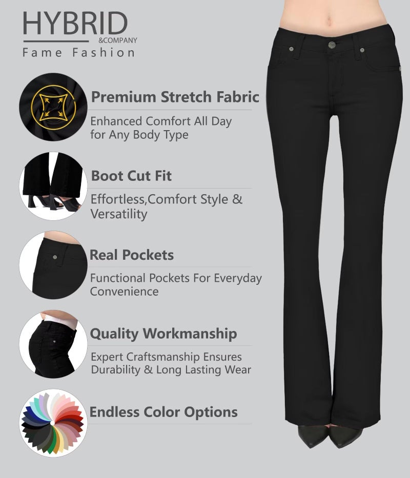 Hybrid & Company Women's Skinny Bootcut Stretch Pant P31703BL Black 11 - Image 2