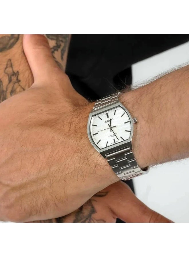 كاسيو ساعة كاسيو للرجال أنالوج كوارتز بمينا أبيض وستانلس ستيل MTP-B140D-7AVDF - Image 2