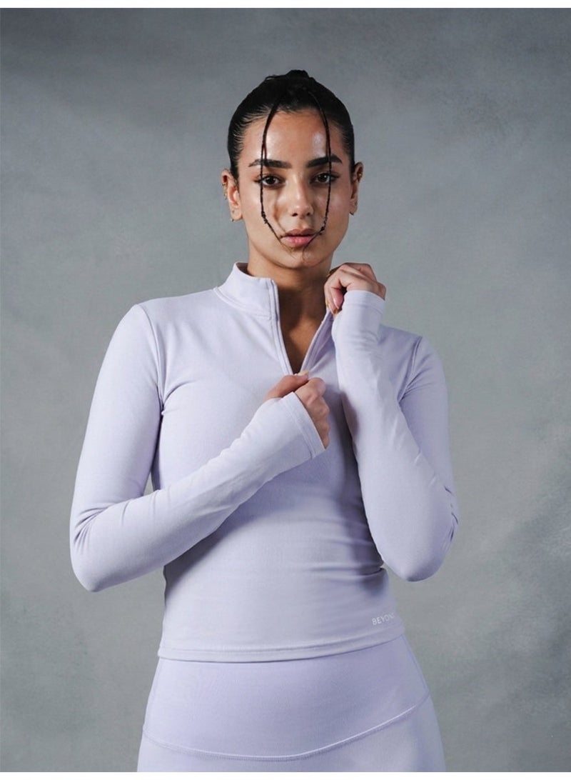 Beyond Sportswear Women's Lilac 1/4 Zip Long sleeve top - Image 1
