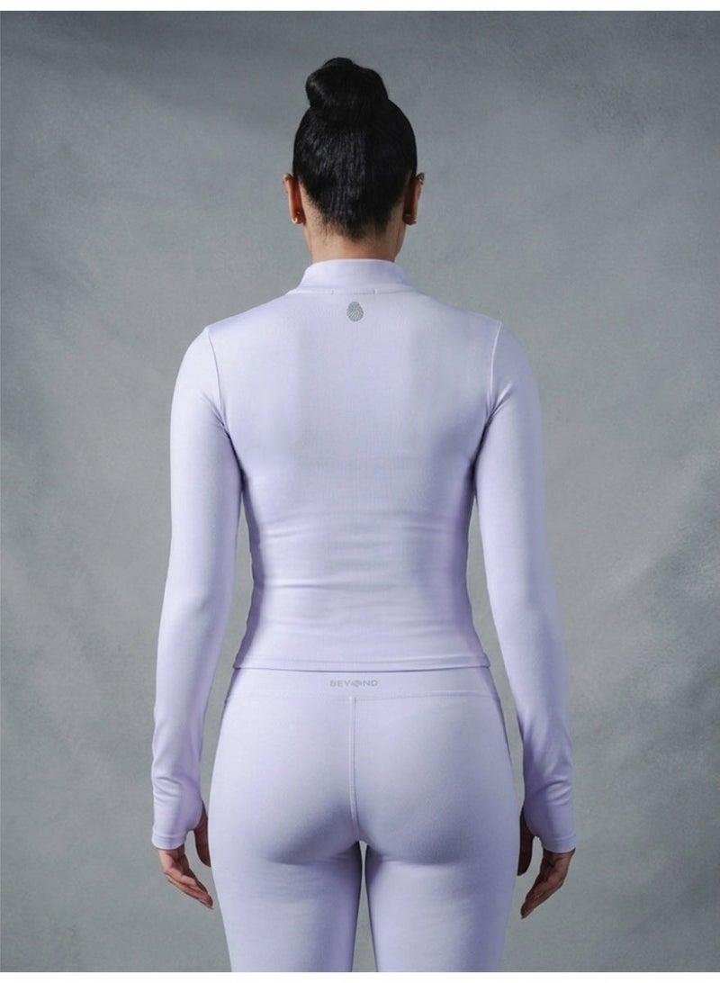 Beyond Sportswear Women's Lilac 1/4 Zip Long sleeve top - Image 2