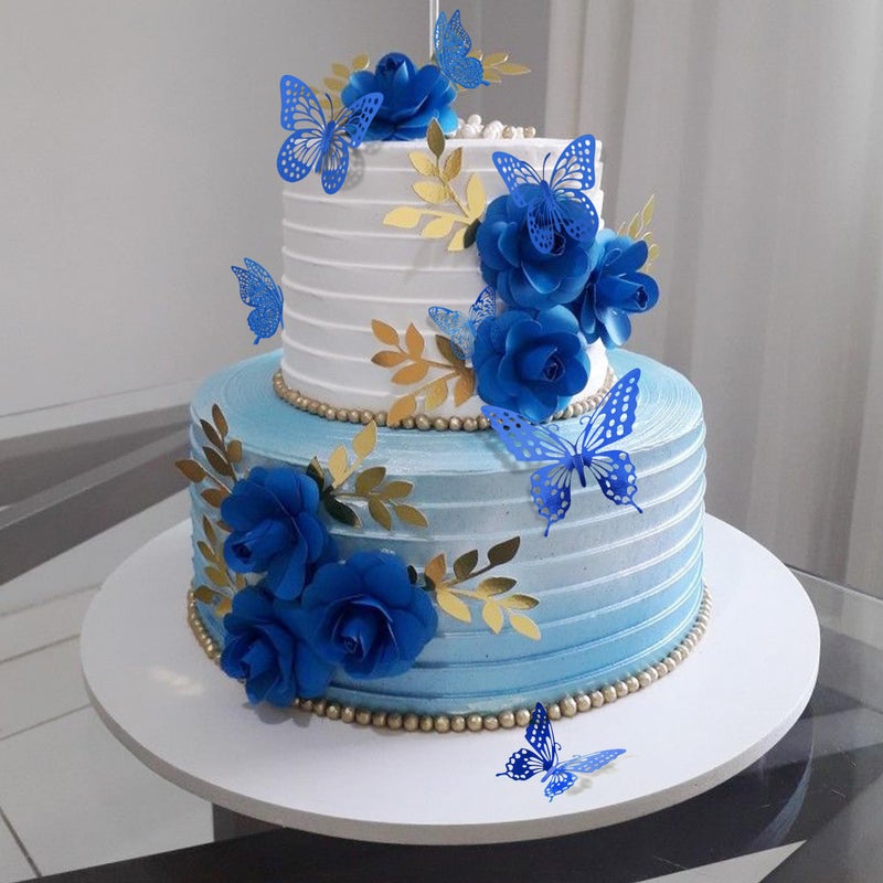 SAOROPEB Butterfly Wall Stickers  48 Pcs 4 Styles 3 Sizes  Metallic Paper  Removable  Navy Blue  Art Deco Decor for Wall - Image 4