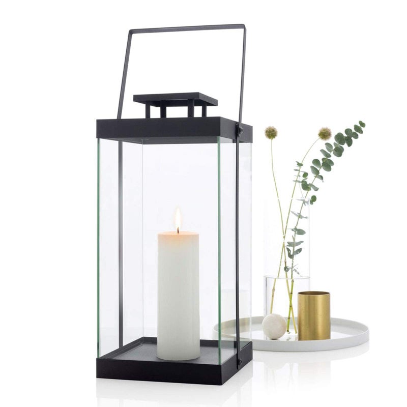 blomus  FINCA 63688 Lantern L Made of PowderCoated Metal Lantern Exclusive Look Modern Home Accessory Atmospheric Atmosphere Indoor Use H x W x D 46 x 205 x 21 cm Black