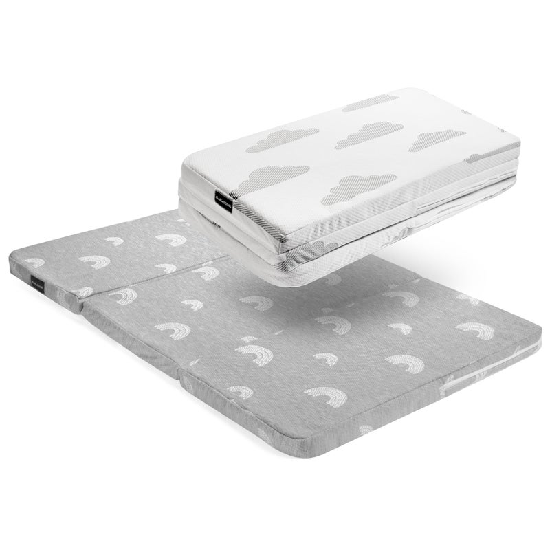 BaeBae Goods Pack and Play Mattress Pad for (38"x26"x1.5"), Playpen Pad, Playard Mattress for Pack and Play, Pack N Play Mattress Topper w/2 Waterproof Washable Covers - Image 1