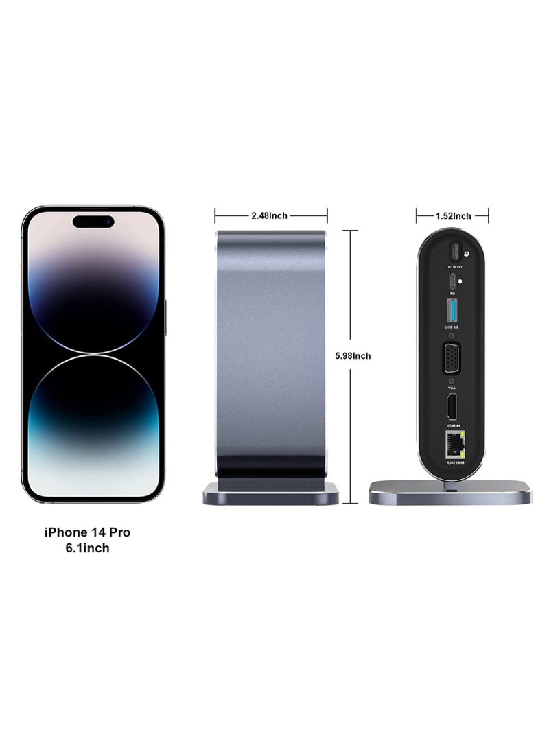 Y&D - 12-in-1 USB C Docking Station Hub Dock Laptop Display Universal Port with 4K HDMI Monitor,100W PD,Ethernet,VGA,Audio,SD/TF,USB 3.0 Adapter for Windows Mac Computer - Image 1