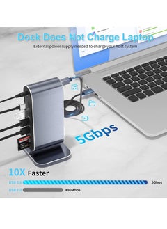 Y&D 12-in-1 USB C Docking Station Hub Dock Laptop Display Universal Port with 4K HDMI Monitor,100W PD,Ethernet,VGA,Audio,SD/TF,USB 3.0 Adapter for Windows Mac Computer  - Image 4