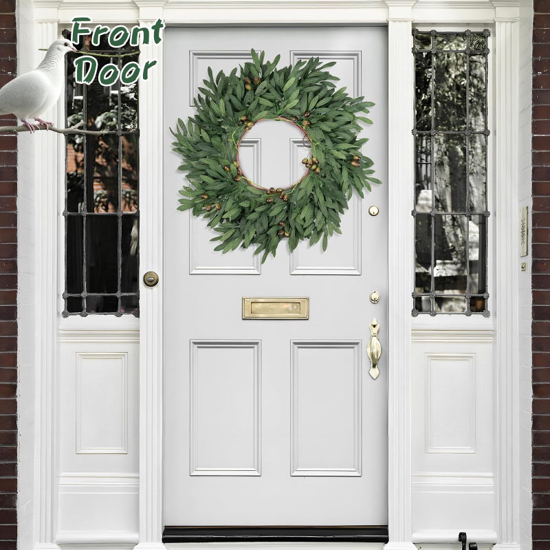 COLORSPEC 23 inch Olive Wreaths for Front Door, Artificial Large Spring Summer All Seasons Year Round Green Olive Branch Wreath for Home Outdoor Indoor Farmhouse Porch Window - Image 5