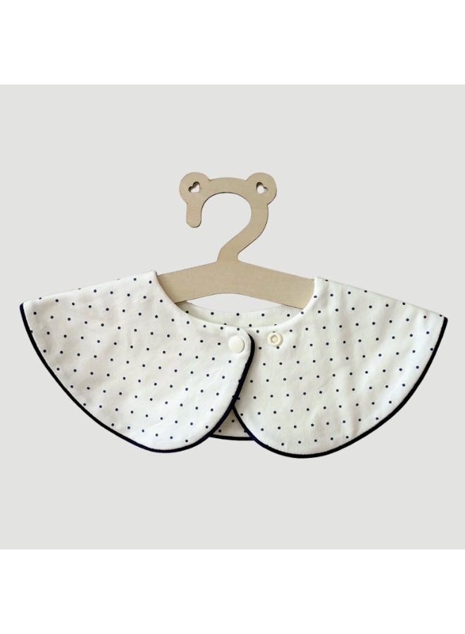 Premium Cotton Baby Bib with Dark Blue Polka Dot Design - Soft Adjustable Drool Bib, Rolled Edge for Elegant Protection - Image 2