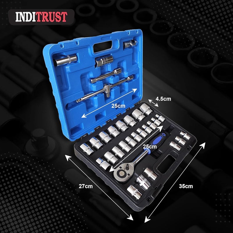 Inditrust طقم مفاتيح ربط احترافي ½" مع 32 قطعة ثقيلة التحمل - Image 4