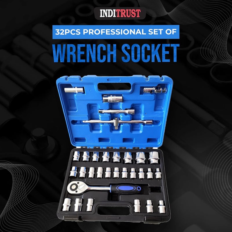 Inditrust طقم مفاتيح ربط احترافي ½" مع 32 قطعة ثقيلة التحمل - Image 3