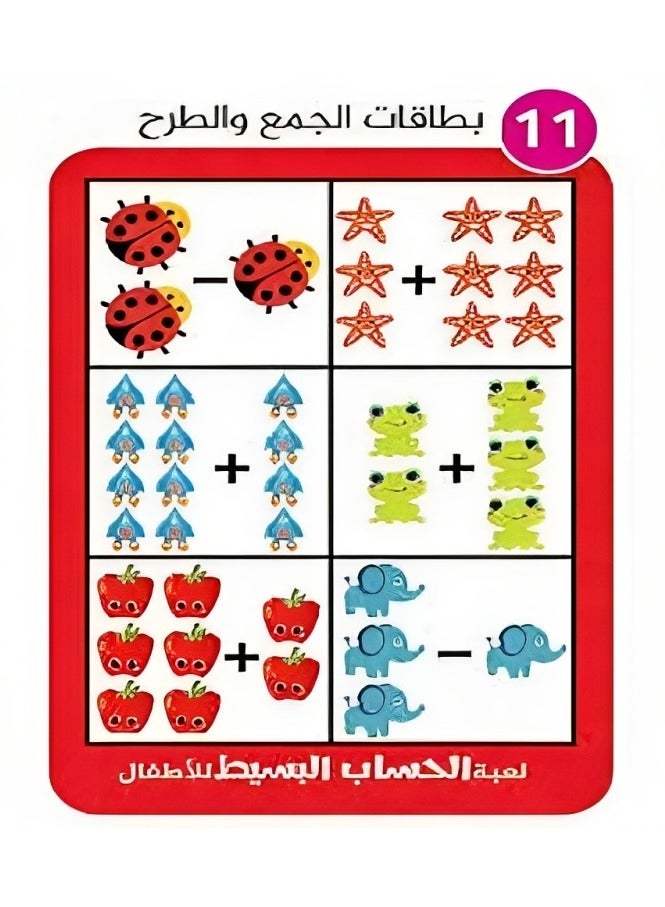 لعبة الحساب البسيط التعليمية تهدف إلى تعليم الأطفال الصغار مبادئ الحساب بطريقة مبسطة وتعليم الأعداد ومدلولها والتعرف على عمليات الجمع والطرح والمقارنة، لعبة تفاعلية متضمنة الأرقام والبطاقات المصورة - Image 2