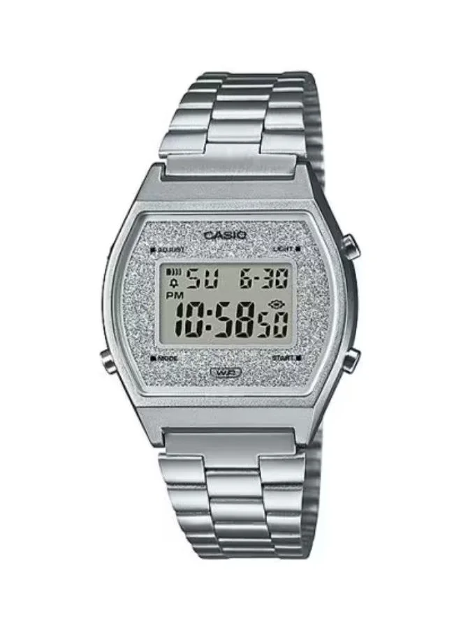 كاسيو Women's Digital Display Watch With Silver Stainless Steel Strap - B640WDG-7DF