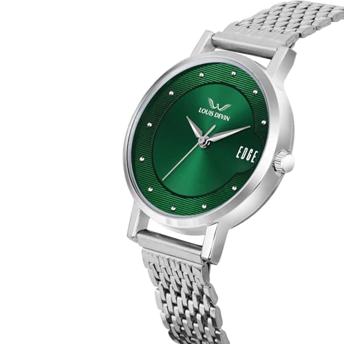 LOUIS DEVIN Stainless Steel Chain Analog Wrist Watch for Women (Green Dial) | LD-LR192-GRN-CH - Image 4