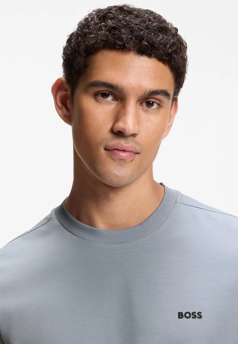 BOSS Dark Grey Stretch-cotton T-shirt with logo detail for Men | Best Price UAE