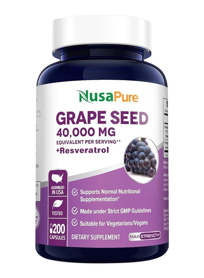 نوسابيور مستخلص بذور العنب 40000 مجم لكل كبسولة، 200 كبسولة نباتية - Image 1
