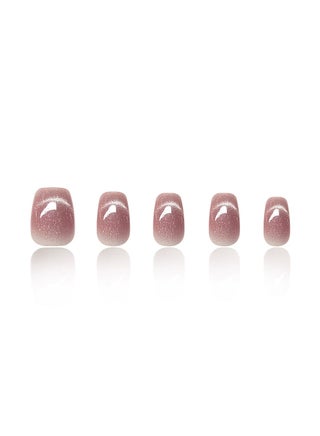 Pink Crystal Cat Eye Press On Nails – 30pcs Short Blush Nail Tips Smile Design Nail Set, Reusable - view 4