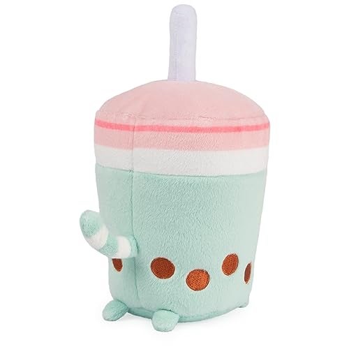 GUND Pusheen Boba Tea Cup Plush Cat Stuffed Animal for Ages 8 and Up, Green/Pink, 6” - Image 5