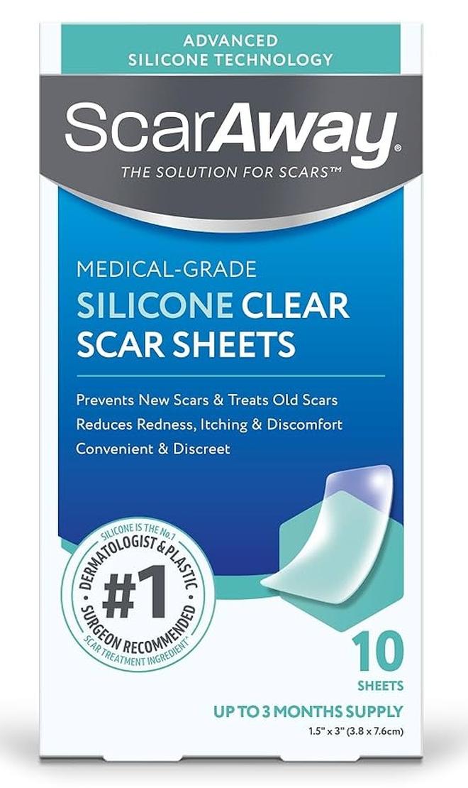 سكار أواي شرائح سيليكون شفافة لعلاج الندبات من سكار أواي، بيضاء، 10 قطع