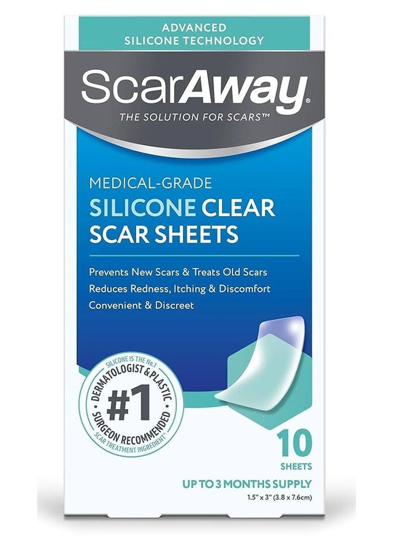 سكار أواي شرائح سيليكون شفافة لعلاج الندبات من سكار أواي، بيضاء، 10 قطع