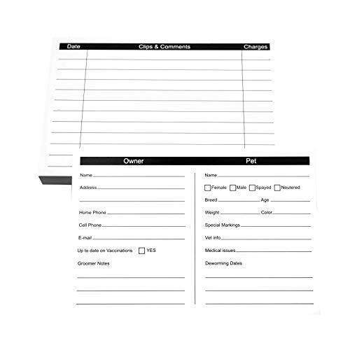 RXBC2011 105 Pack Pet Grooming Information Cards Dog Cat Grooming Customer Information Card Groomer Client Record Clip Cards - Image 1