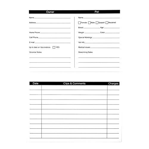 RXBC2011 105 Pack Pet Grooming Information Cards Dog Cat Grooming Customer Information Card Groomer Client Record Clip Cards - Image 3
