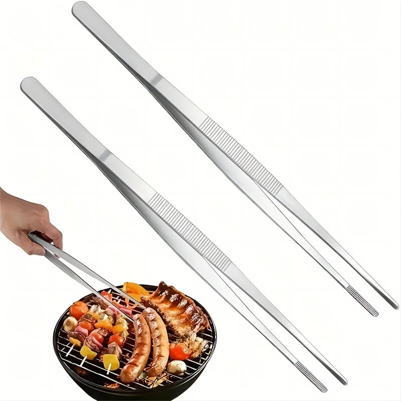 2 Pcs Multifunctional Stainless Steel Food Tongs 9.84 Inch Kitchen Gadgets For Barbecue Outdoor Camping And Picnics Cooking Tools - Image 1