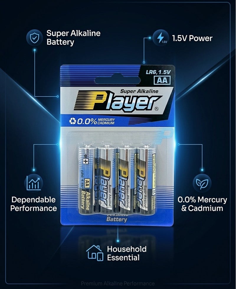 Player 4 Pieces AA Super Alkaline Batteries - Image 2