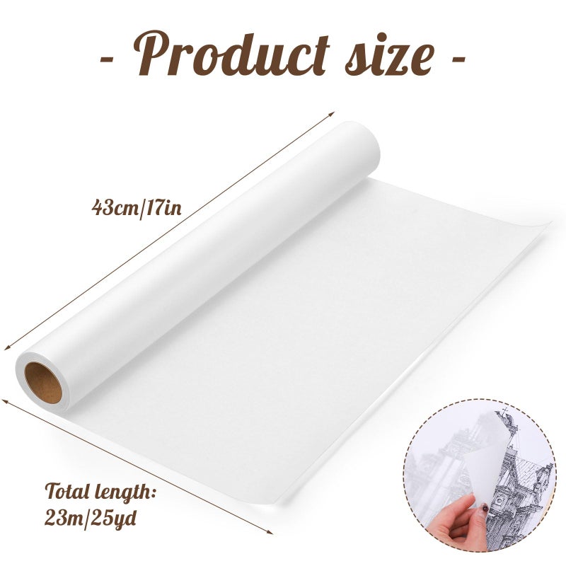 Prudiut Tracing Paper Roll 17in x 25yd, White Trace Paper Pattern Paper Translucent Tracing Paper for Sewing, Drawing, Sketch, Gift Wrapping - Image 2