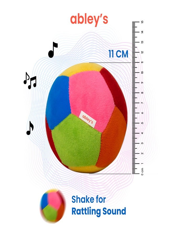 كرة أطفال ناعمة من إيبلي - مع صوت خشخشة | متعددة الألوان، مقاس 11 سم | تنمية المهارات الحركية الدقيقة والسمعية | للأطفال الصغار والرضع | فائقة النعومة وآمنة | هدية مثالية - Image 3