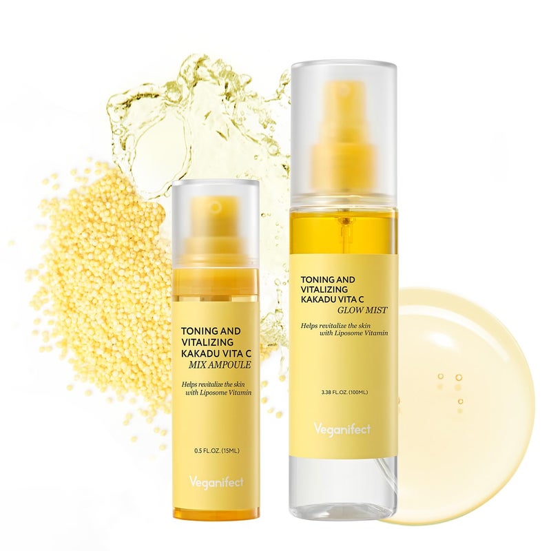 VEGANIFECT Vita C Mist & Vita C Ampoule, Glow Mist for Dewy Skin for Boosting Skin Luminosity for Face, Korean Skin Care - Image 1