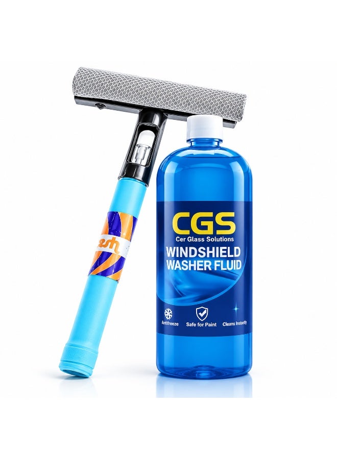 CGS Car Windshield Washer Fluid with Refillable Water Wiper, Windshield Cleaning Solution, Anti-Freeze and Paint-Safe Formula - Image 1