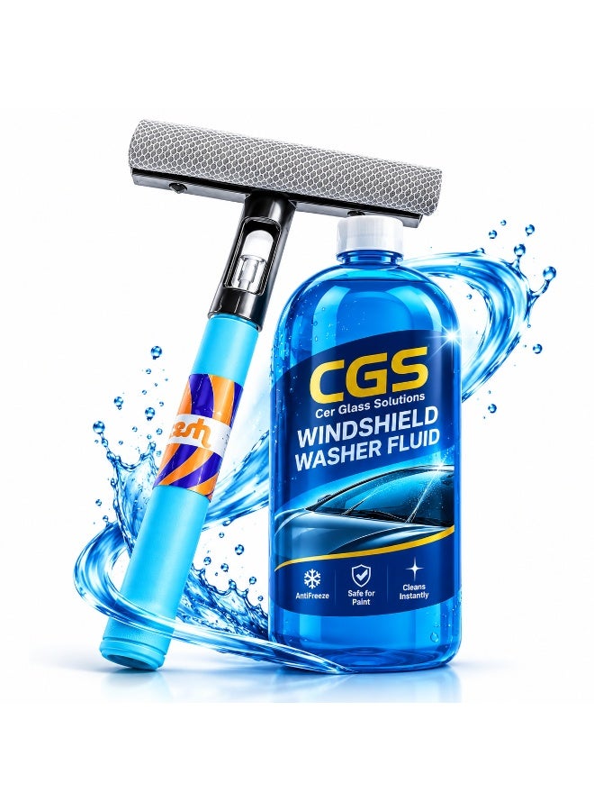 CGS Car Windshield Washer Fluid with Refillable Water Wiper, Windshield Cleaning Solution, Anti-Freeze and Paint-Safe Formula - Image 2