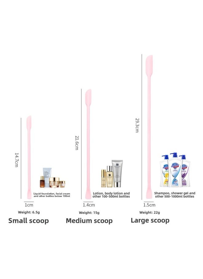 Generic - Mini Silicone Double-headed Sharp Scraper Spoon Cosmetic Skin Care Products Extraction Tool Set Including Avocado Jam Scraper-Specifications:Elbow Pink Three-piece Set - Image 1
