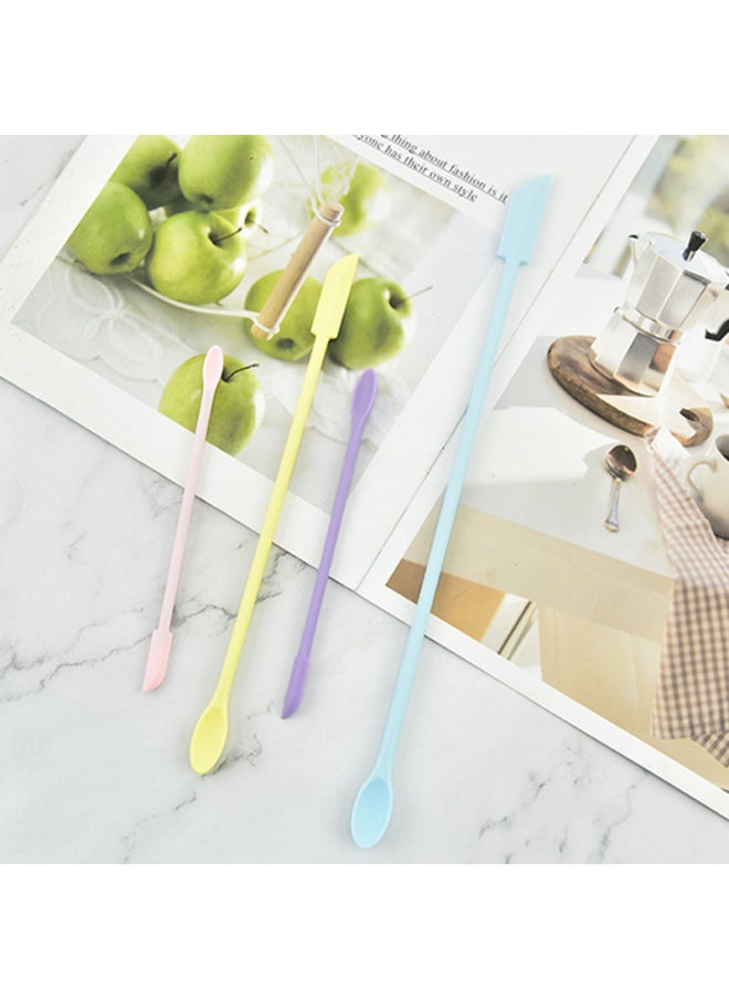 Generic - Mini Silicone Double-headed Sharp Scraper Spoon Cosmetic Skin Care Products Extraction Tool Set Including Avocado Jam Scraper-Specifications:Elbow Pink Three-piece Set - Image 1