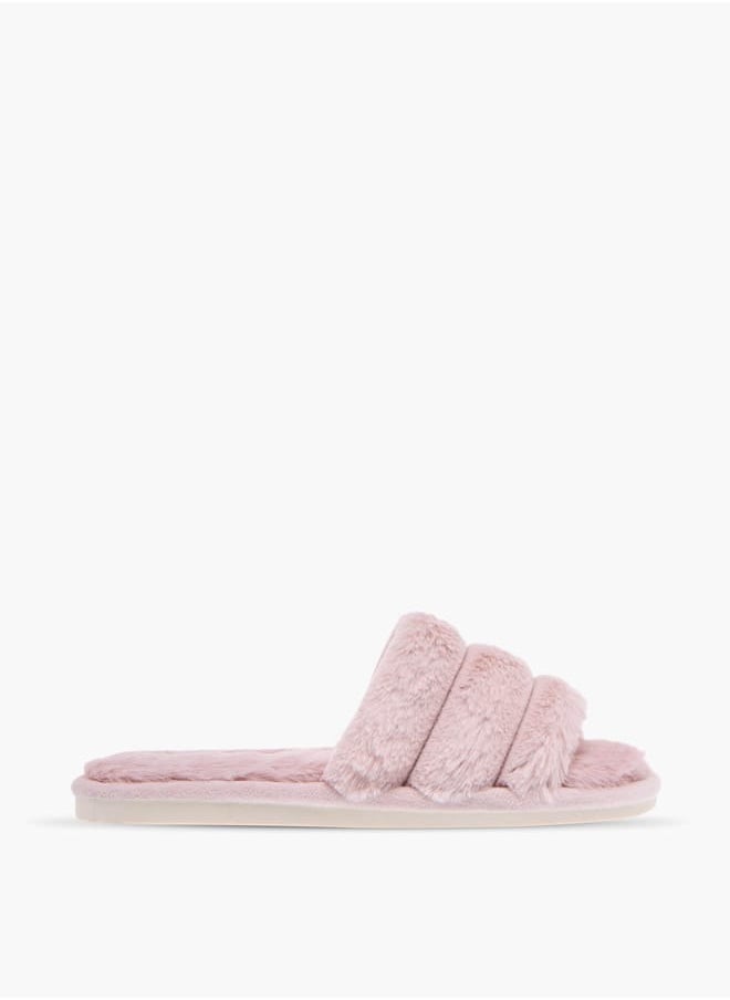 Le Confort Womens Faux Fur Textured Slip-On Bedroom Slippers  - Image 1