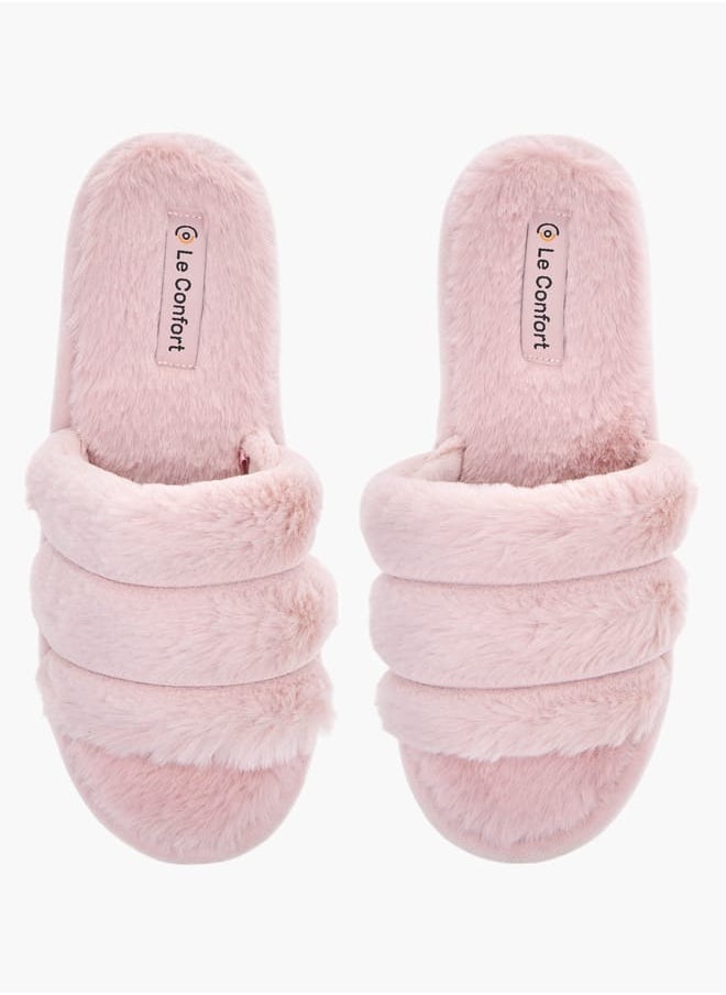 Le Confort Womens Faux Fur Textured Slip-On Bedroom Slippers  - Image 2