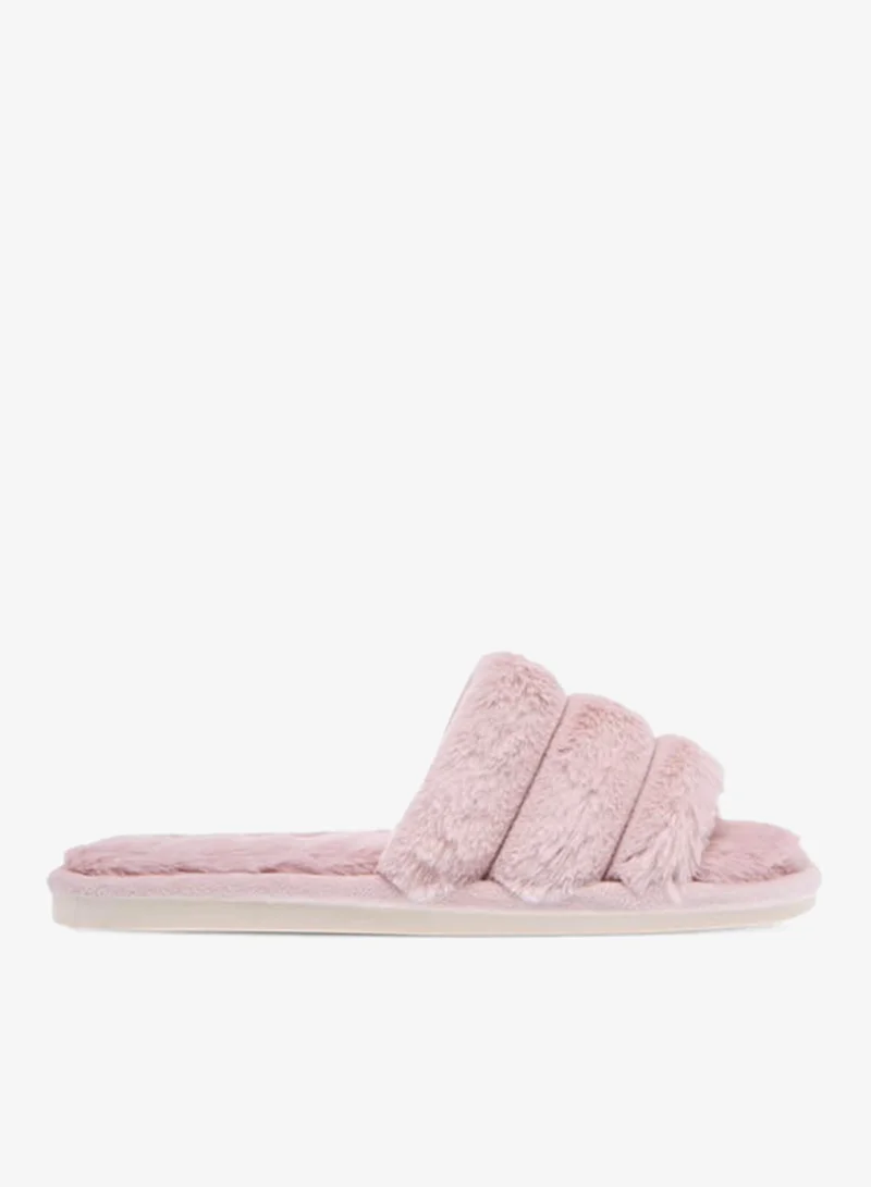 Le Confort Womens Faux Fur Textured Slip-On Bedroom Slippers