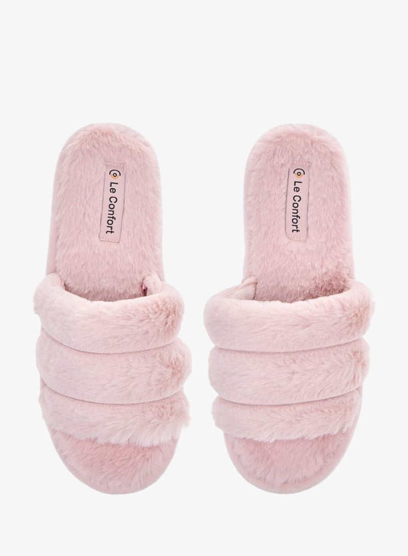 Le Confort Womens Faux Fur Textured Slip-On Bedroom Slippers - Image 2